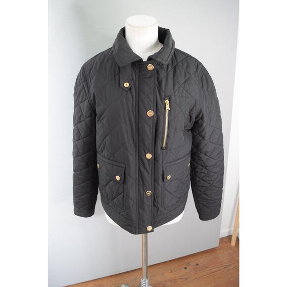 Lauren Ralph Lauren Jacket Womens Large Black Quilted Gold Button Equestrian - Picture 1 of 5
